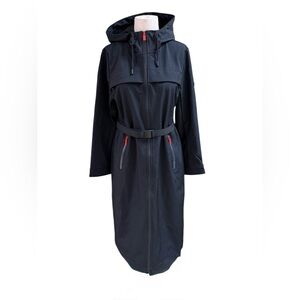 NWT Hunter Crown Longline Velour Bonded Coat Belted Large Jacket Raincoat